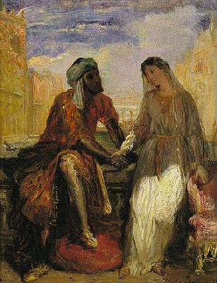 Theodore Chasseriau Othello and Desdemona in Venice oil painting image